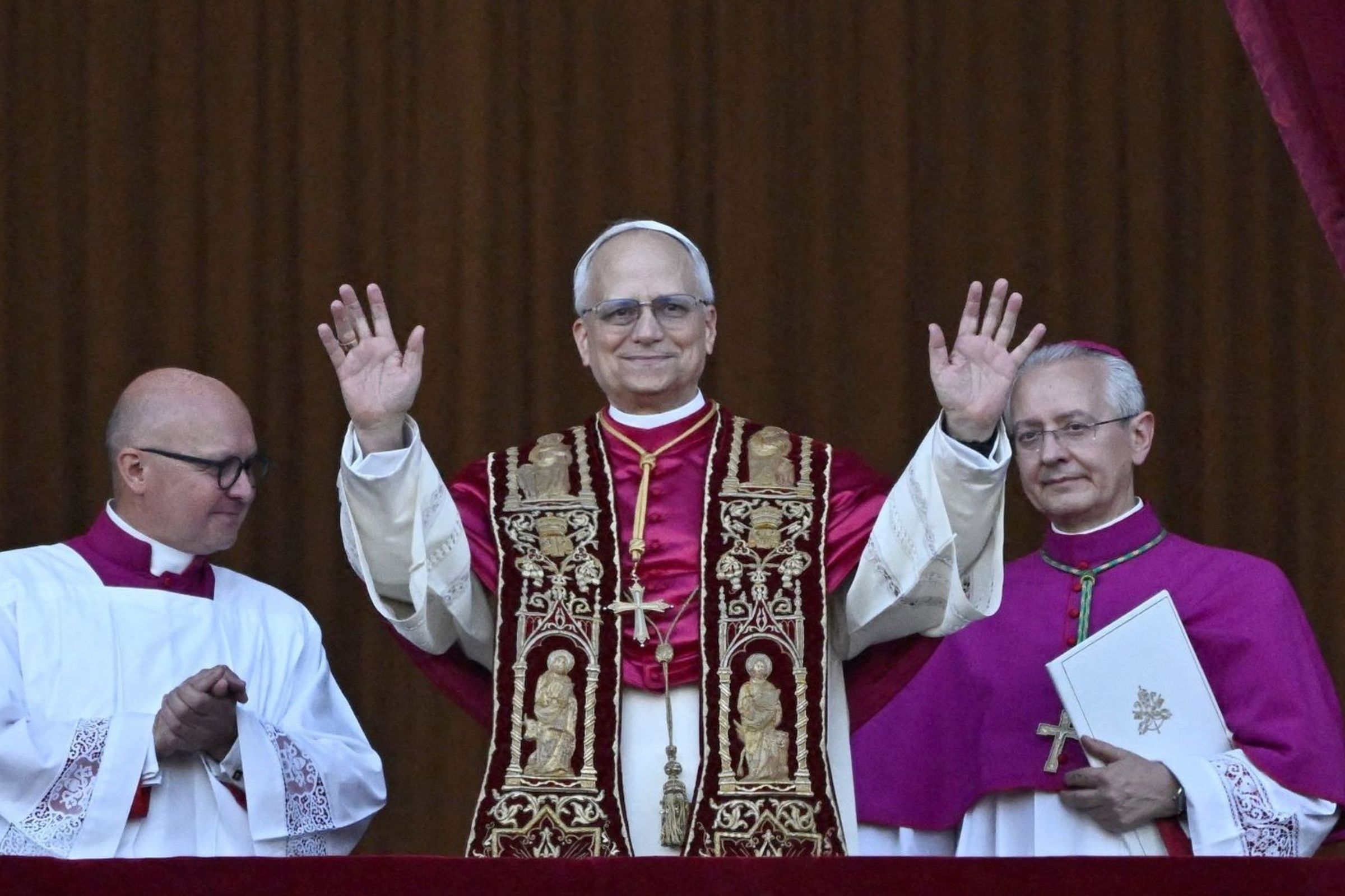 Pope Leo XIV greeting the faithful from the balcony of St. Peter's